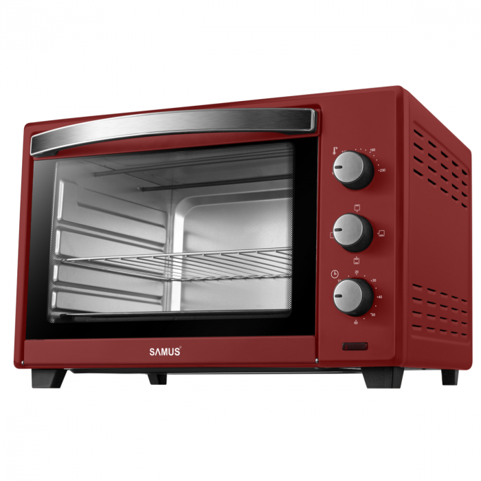 Cuptor electric, capacitate 45L, putere 2000W, 230* grade, tava+gratar inox, rosu, Samus [1]
