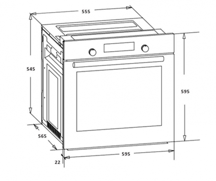 Cuptor electric incorporabil, capacitate 56 L, grill, 7 functii, clasa A, lumina cuptor, display touch, Inox, Heinner [4]