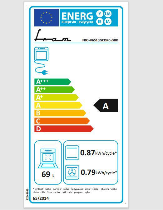 Cuptor electric incorporabil, capacitate 69L, 9 programe, clasa A, lumina interior, dezghetare, autocuratare, negru, FRAM [2]