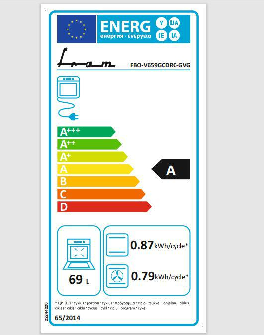 Cuptor electric incorporabil, capacitate 69L, 9 programe, clasa A, lumina, ventilator, dezghetare, gri, FRAM [2]
