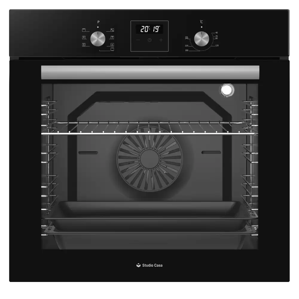 Cuptor electric incorporabil, capacitate 80 L, 8 functii, ventilator, timer, grill, display touch, clasa A, sticla Neagra, Studio Casa Ambra Nero [1]