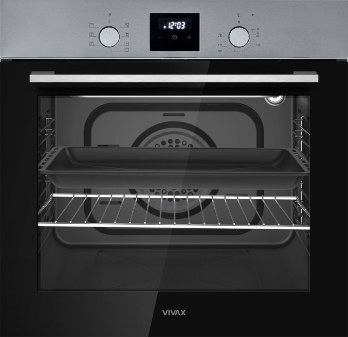Cuptor electric incorporabil, capacitate 80 L, grill, 7 programe, lumina, convectie, dezghetare, 240*, clasa A, putere 2500W, afisaj LED, Inox, VIVAX [1]