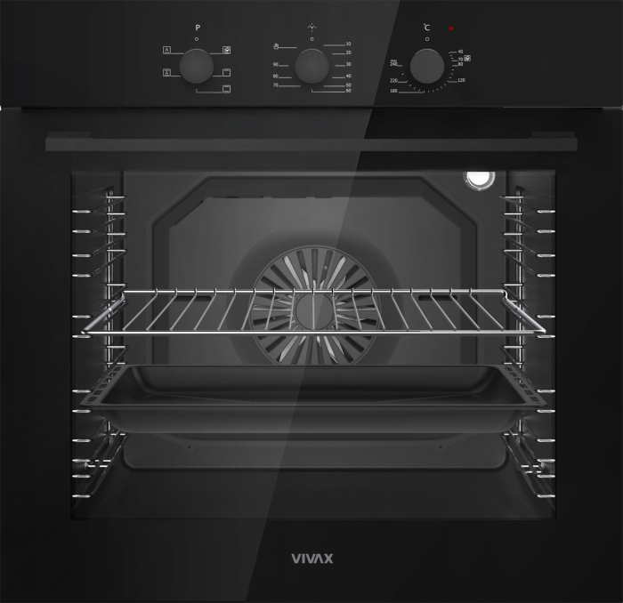 Cuptor electric incorporabil, capacitate 80 L, grill, 5 programe, lumina, convectie, dezghetare, 240*, clasa A, putere 2500W, Negru, VIVAX [2]