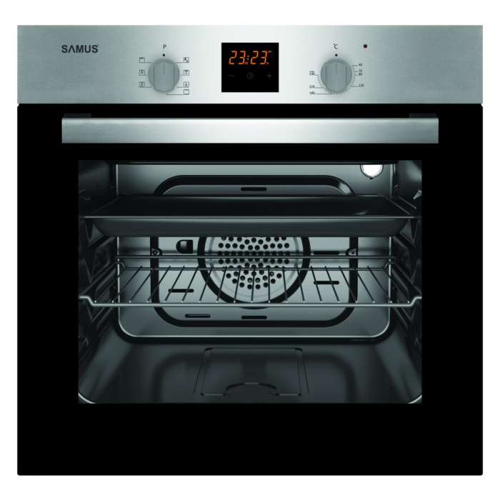 Cuptor electric incorporabil, putere 2200W, capacitate 56L, 7 functii, ventilator, clasa A, grill electric, afisaj digital, timer, Inox, Samus [1]