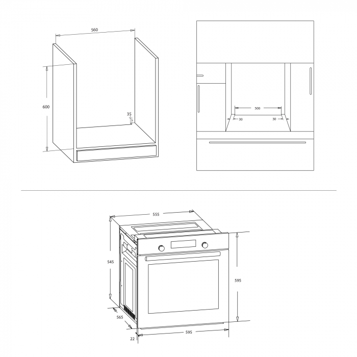 Cuptor electric incorporabil, putere 2500W, capacitate 80L, 8 functii + gatire 3D, ventilator, lumina, clasa A, afisaj digital, Samus [6]