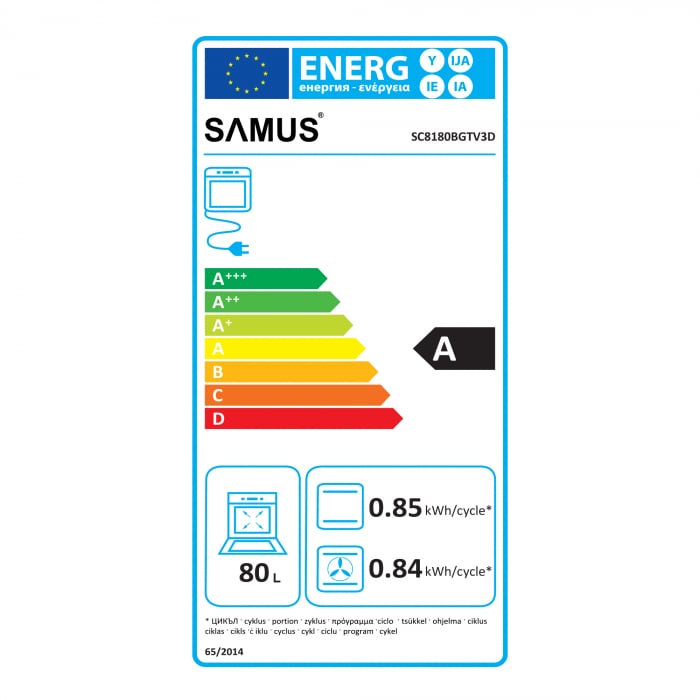 Cuptor electric incorporabil, putere 2500W, capacitate 80L, 8 functii + gatire 3D, ventilator, lumina, clasa A, afisaj digital, Samus [7]