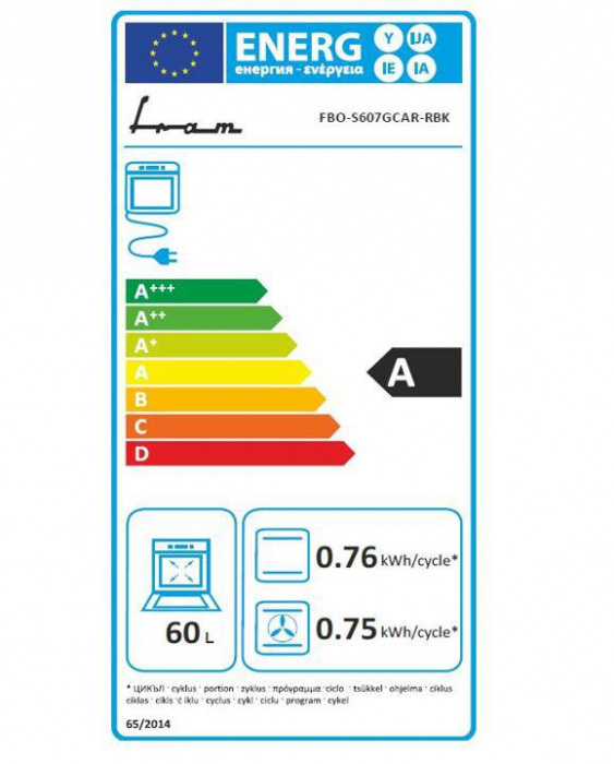 Cuptor electric incorporabil, rustic, capacitate 60L, 7 programe, clasa A, lumina, ventilator, negru FRAM [6]