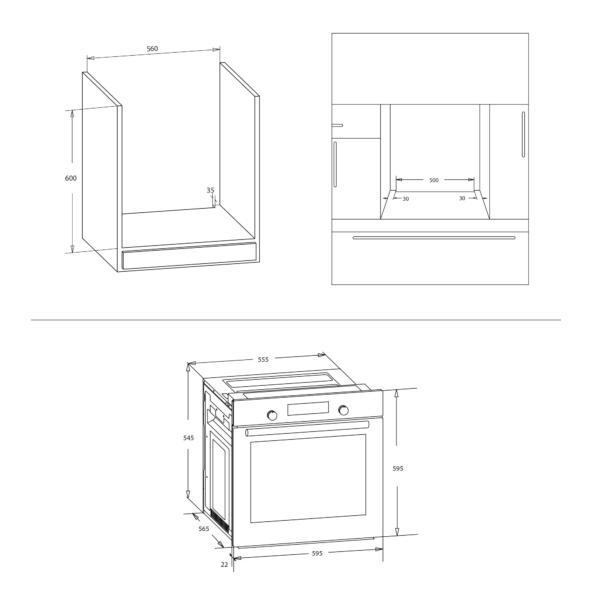 Cuptor electric incorporabil, putere 2500W, capacitate 80L, 8 functii, convectie 3D, ventilator, clasa A, Samus [8]