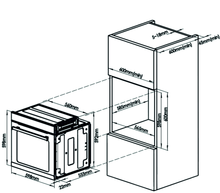 Cuptor incorporabil, capacitate 81 L, putere 2000W, 4 functii de preparare, Clasa A, ventilator, lumina, Negru, SAMUS [5]