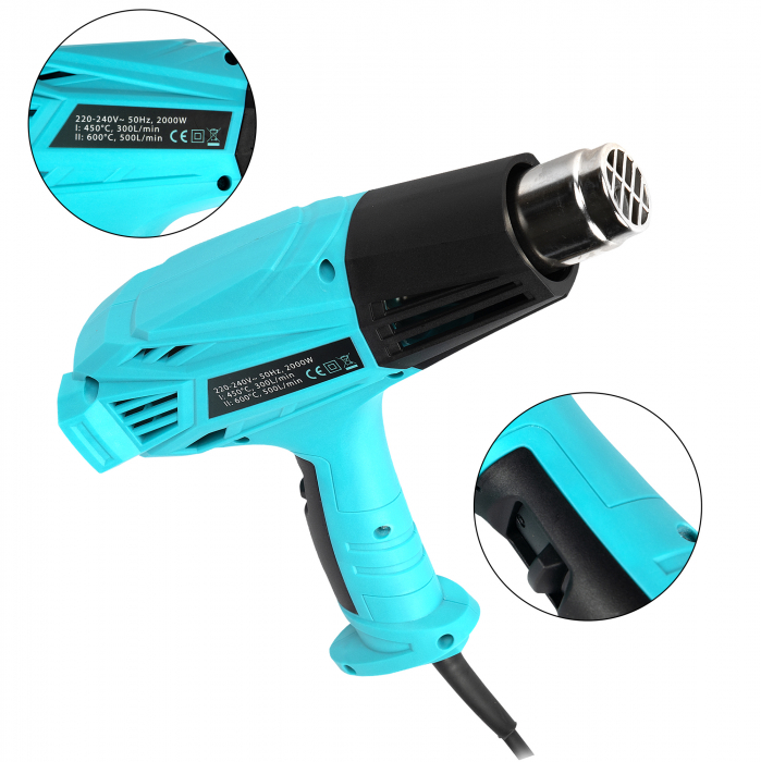 Pistol electric aer cald, 2000 W, 2 trepte 600ᵒC, Detoolz DZ-SE145 [5]