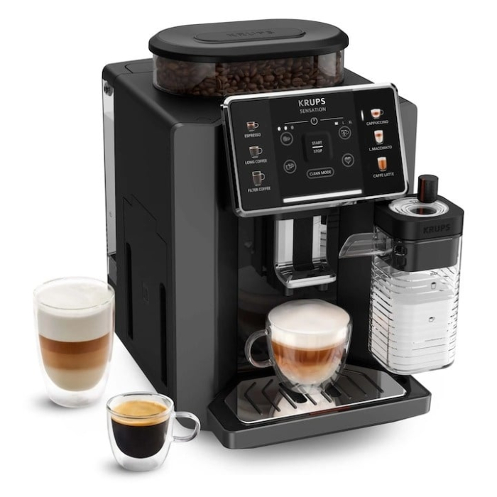 Espressor automat, recipient lapte, putere 1450 W, rezervor apa 1.7 L, auto-curatare, 6 tipuri de bauturi, KRUPS SENSATION [1]
