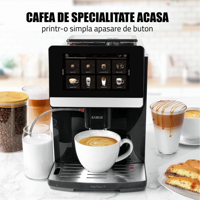 Espressor cafea, automat, 20 tipuri de bauturi, 19 bar, ecran touch, spumare lapte, rasnita profesionala, rezervor 1.7 L ,  SAMUS Magnifique 19 [4]