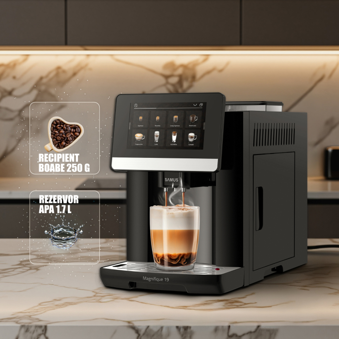 Espressor cafea, automat, 20 tipuri de bauturi, 19 bar, ecran touch, spumare lapte, rasnita profesionala, rezervor 1.7 L ,  SAMUS Magnifique 19 [11]