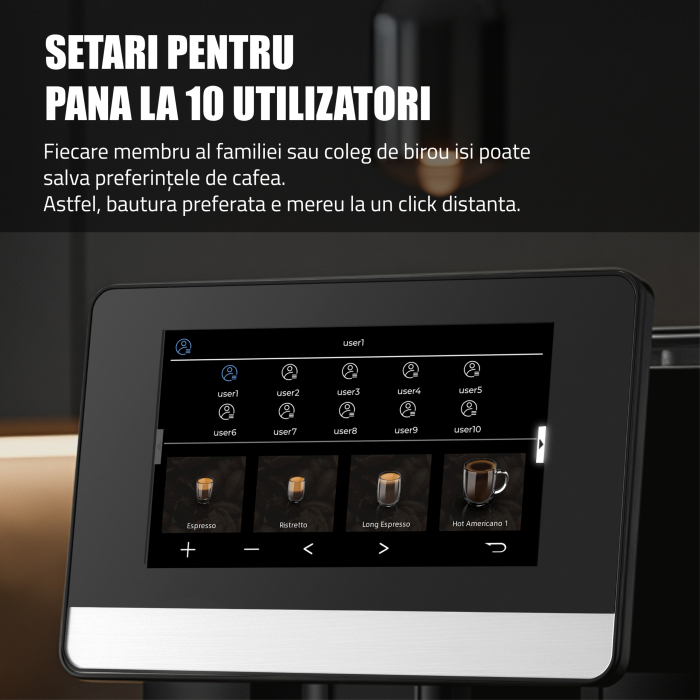 Espressor cafea, automat, 20 tipuri de bauturi, 19 bar, ecran touch, spumare lapte, rasnita profesionala, rezervor 1.7 L ,  SAMUS Magnifique 19 [12]