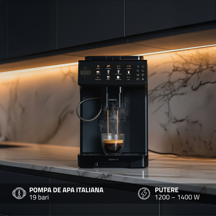 Espressor cafea, automat, 10 tipuri de bauturi, 19 bar, ecran touch, rasnita profesionala, rezervor 2 L , SAMUS Sublime [6]