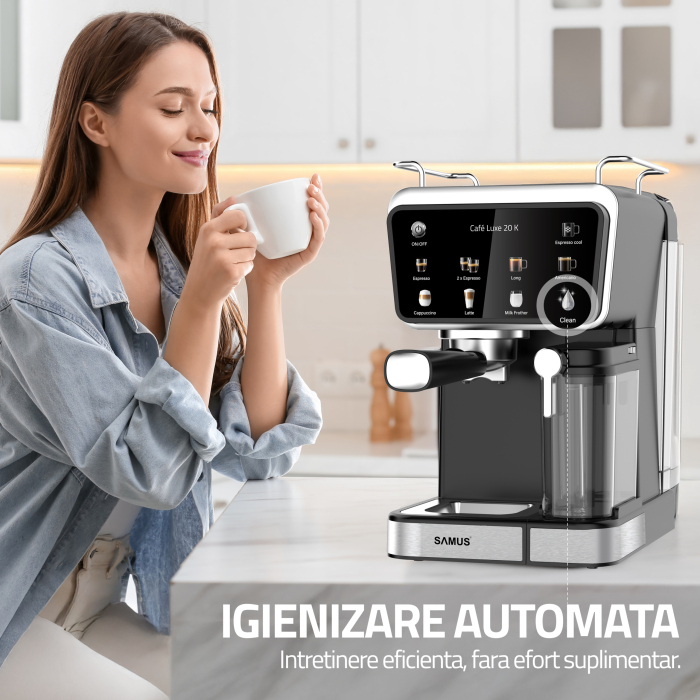 Espressor cafea, manual, 8 tipuri de bauturi, ecran tactil, rezervor lapte, pompa 20 bari, rezervor de apa 1.5 L, SAMUS [14]