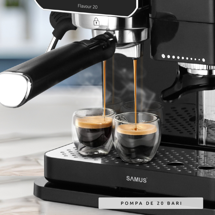 Espressor cafea, manual, ecran tactil, rasnita profesionala, spumare lapte, pompa apa italia 20 bari, rezervor apa 0.9 L, SAMUS [9]