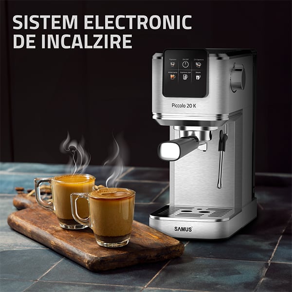 Espressor cafea, manual, slim, cafea macina + capsule, pompa presiune 20 bari, 5 tipuri de bauturi, rezervor de apa 1.2 L, SAMUS [12]
