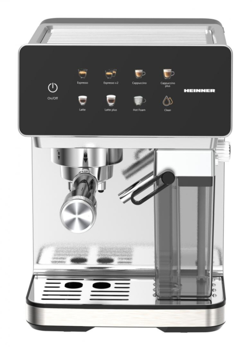 Espressor digital, rezervor lapte, 4 tipuri de bauturi, spumare lapte, control temperatura, Inox, HEINNER [3]