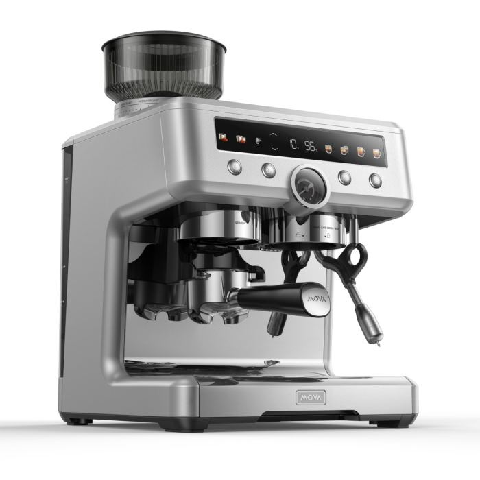 Espressor semi-automat, putere 2650-3200 W, pompa dubla, rezervor apa 2.8 L, presiune 20 bar, 12 trepte temperatura, afisaj electronic, Argintiu, MOVA [3]