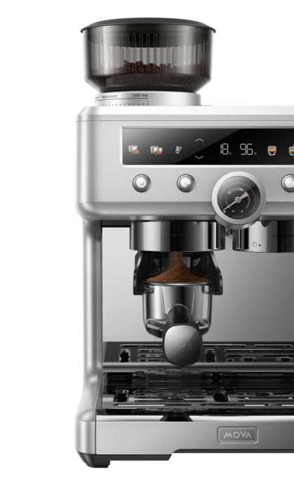 Espressor semi-automat, putere 2650-3200 W, pompa dubla, rezervor apa 2.8 L, presiune 20 bar, 12 trepte temperatura, afisaj electronic, Argintiu, MOVA [4]