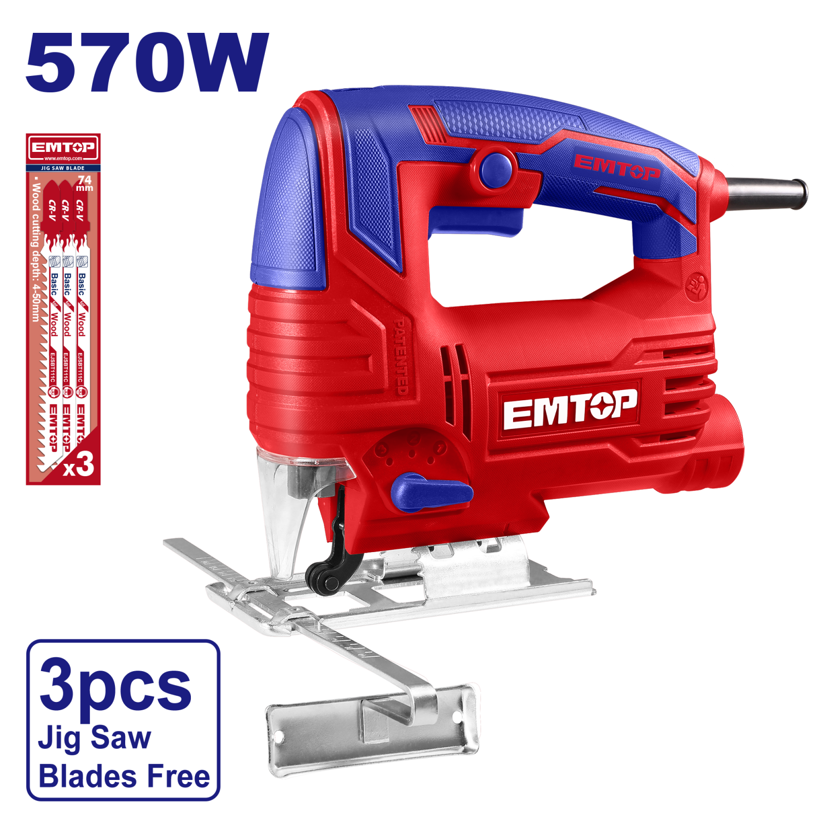 Fierastrau electric pendular, 570W, 3 lame cadou, 4 trepte, viteza variabila, EJSW5701 EMTOP [2]