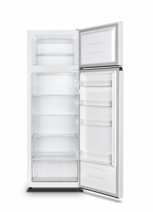 Frigider cu 2 usi, capacitate 243 L, congelator, lumina LED, usi reversibile, rafturi sticla, clasa E, Alb, HEINNER [2]