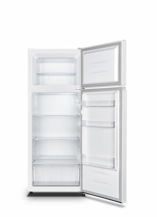 Frigider cu 2 usi, congelator, capacitate 206 L, lumina LED, clasa E, rafturi sicla, usi reversibile, Alb, HEINNER [2]