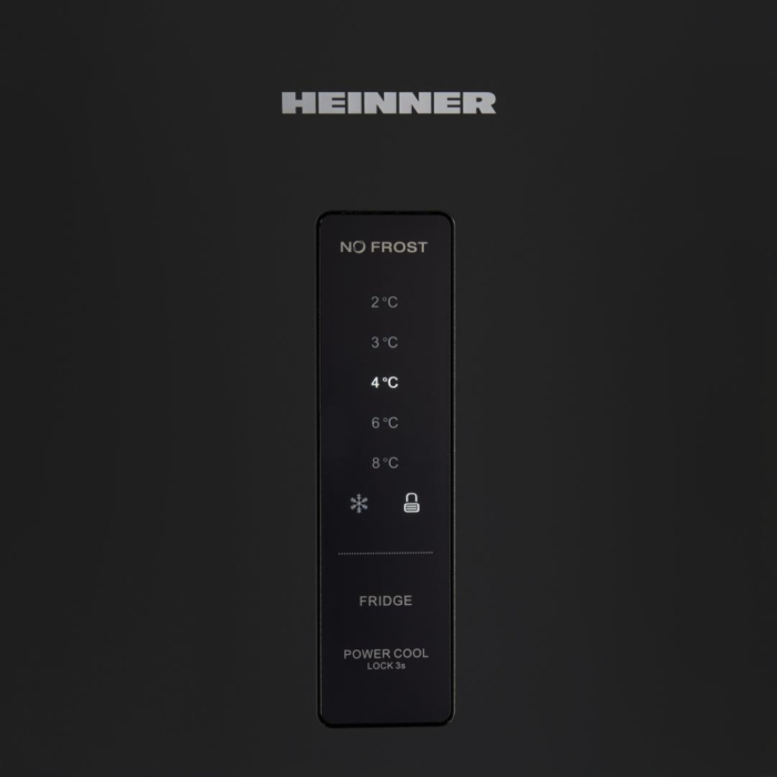 Frigider cu 2 usi, congelator, capacitate 415 L, full No FROST, lumina LED, usi reversibile, compresor inverter, Negru, HEINNER [3]