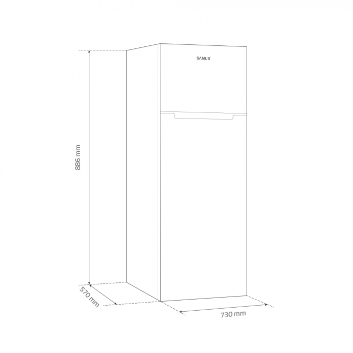 Frigider cu 2 usi, congelator, clasa E, Capacitate 248 L, lumina LED, motor inverter, alb, Samus [8]