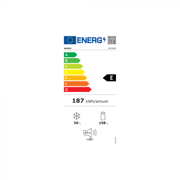 Frigider cu 2 usi, congelator, clasa E, Capacitate 248 L, lumina LED, motor inverter, alb, Samus [9]