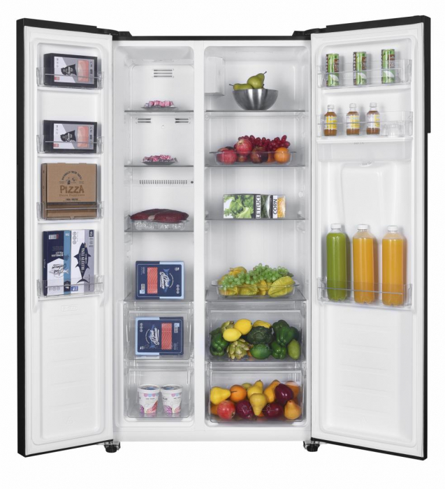 Frigider cu 2 usi, side by side, No-Frost, capacitate 439L, congelator, E++, functie Smart, touch, negru, HEINNER [4]