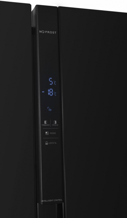 Frigider cu 2 usi, side by side, No-Frost, capacitate 439L, congelator, E++, functie Smart, touch, negru, HEINNER [3]