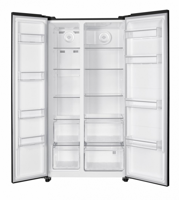 Frigider cu 2 usi, side by side, No-Frost, capacitate 532L, congelator, E++, functie Smart, touch, negru, HEINNER [2]