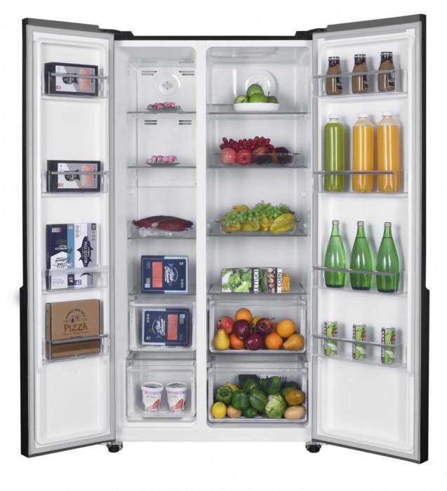 Frigider cu 2 usi, side by side, No-Frost, capacitate 532L, congelator, E++, functie Smart, touch, negru, HEINNER [2]