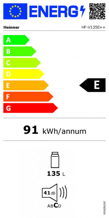 Frigider HEINNER, capacitate 135 L, 2 rafturi sticla, lumina LED, termostat, usa reversibila, alb [3]