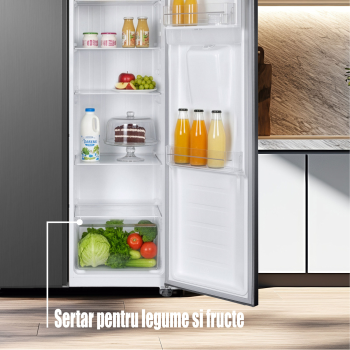 Frigider side by side, 2 usi, capacitate 439 L, dozator de apa, Full NO FROST, dual inverter, afisaj LED, INOX, SAMUS [15]