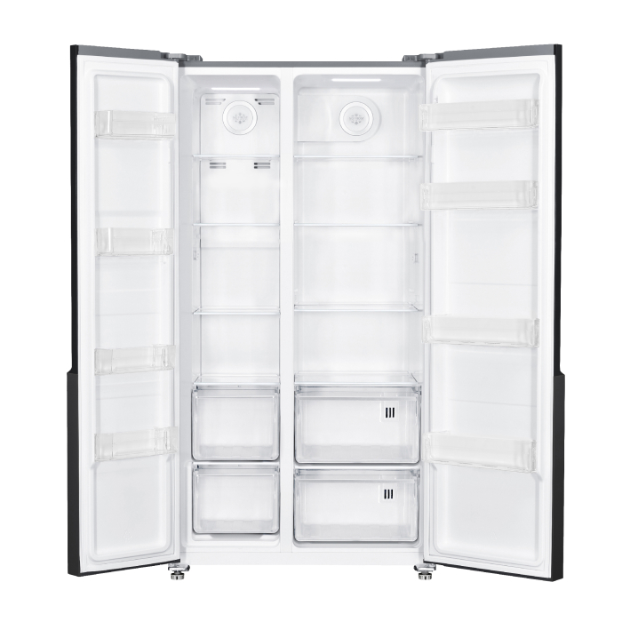 Frigider Side by Side, 2 usi, capacitate 532 L, clasa F, display Touch, NO-FROST, Sticla Neagra, PYRAMIS [3]