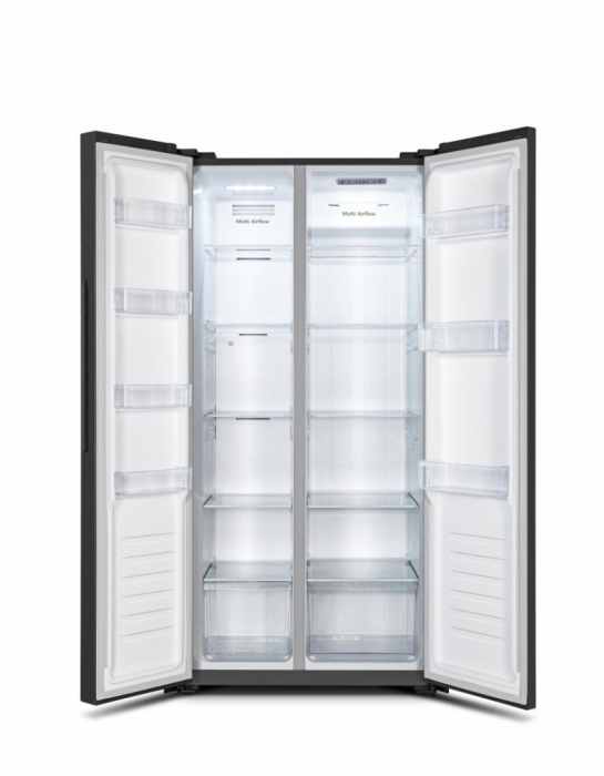 Frigider Side by Side, capacitate 441 L, Full NO FROST, control digital, motor inverter, dezghetare automata, Negru, HEINNER [2]