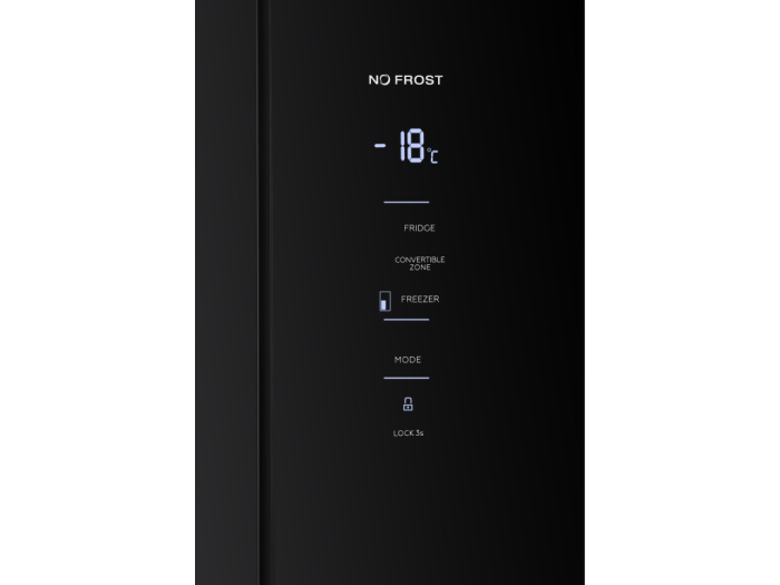 Frigider Side by Side, capacitate 466L, Full No Frost, motor inverter, zona convertibila,  display LED, H 180 cm, Sticla Negru, TESLA [12]
