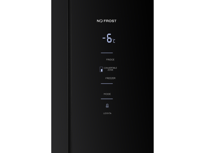 Frigider Side by Side, capacitate 466L, Full No Frost, motor inverter, zona convertibila,  display LED, H 180 cm, Sticla Negru, TESLA [13]