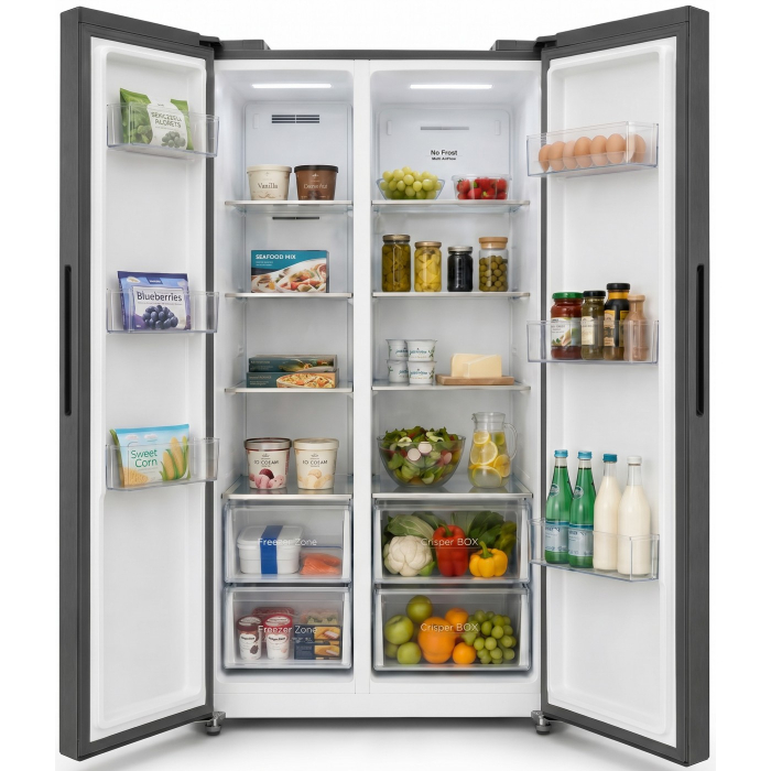Frigider Side by Side, capacitate 525 L, NO FROST, display touch control, LED, congelare rapida, Dark Inox, LDK [4]