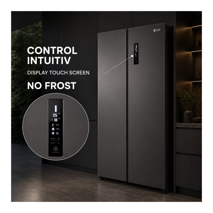 Frigider Side by Side LDK SBS-622NFDS, 622 L, Clasa E, No Frost, Display Touch, Răcire Rapidă, Congelare Rapidă, Mod Inteligent, H 181 cm, Dark Inox. [10]