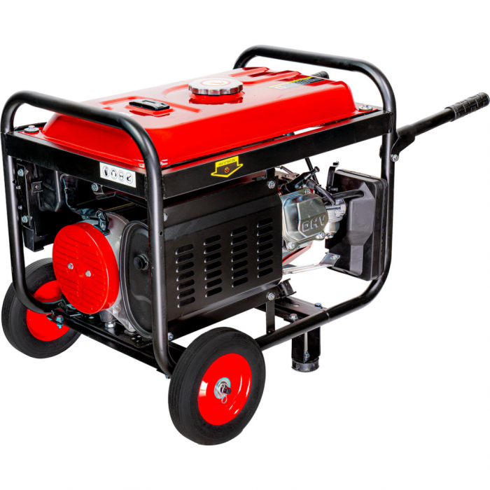 Generator pe benzina, pornire la cheie, 2 prize, 3 KW, monofazat, 230V, roti, RAIDER [2]