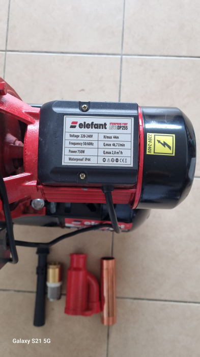 Hidrofor, 25L rezervor, 750W, adancime 25m, 80L/min, ejector, Elefant AutoDP255, RESIGILAT [3]
