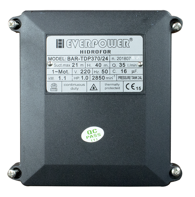 Hidrofor cu ejector, capacitate 24 L, aspiratie 21m, putere 1.1 Kw, 35L/min, EVERPOWER [9]