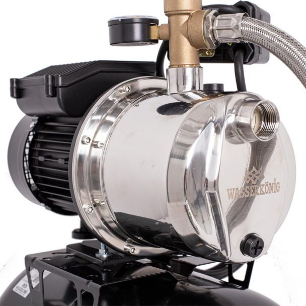 Hidrofor cu pompa autoamorsanta Wasserkonig, corp inox, putere 1300 W, 9 m, debit 4920 l/h, inaltime refulare 55 m, vas de expansiune 24 litri [5]
