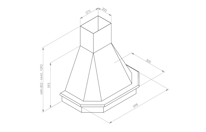 Hota decorativa, 1 motor, 3 viteze, absorbtie 440mc/h, ornament lemn natur, latime 60 cm, Alb, PYRAMIS [2]