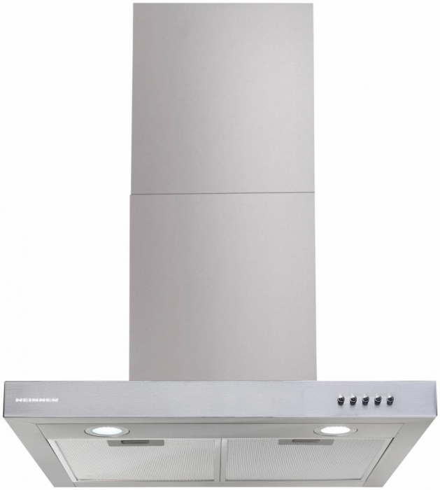 Hota decorativa, 1 motor, 308 m3/h, 60 cm, led, 2 filtre aluminiu, 3 trepte, INOX, Heinner [2]