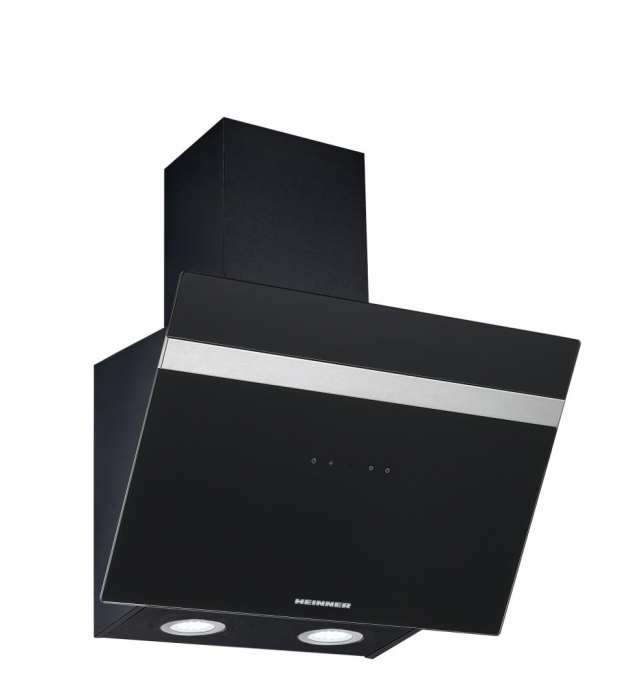 Hota decorativa, 1 motor, 566 m3/h, 60 cm, led, filtru metalic, touch, 3 trepte, negru, Heinner [2]